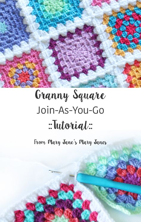 Granny Square Join-As-You-Go ::Tutorial:: Joining Crochet, Crochet Joining, Joining Crochet Squares, Joining Granny Squares, Sunburst Granny Square, Granny Square Haken, Granny Square Tutorial, Granny Square Projects, Crochet Granny Square Blanket