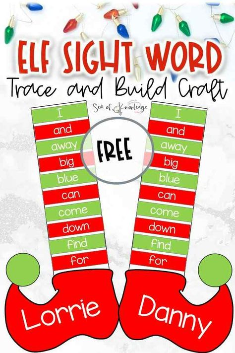 Printable Christmas Activity Sheets, Christmas Sight Word Activities, Christmas Activity Sheets, Elf Craft, Sight Words Kindergarten Activities, Kindergarten Christmas Crafts, Christmas For Kids, Elf Crafts, Sight Words Printables