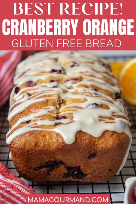 Gluten Free Cranberry Walnut Bread, Gluten Free Orange Cranberry Bread, Gf Cranberry Orange Bread, Gluten Free Christmas Bread, Gluten Free Cranberry Orange Bread, Gluten Free Cranberry Bread, Cranberry Ideas, Buddy Bars, Bread With Glaze