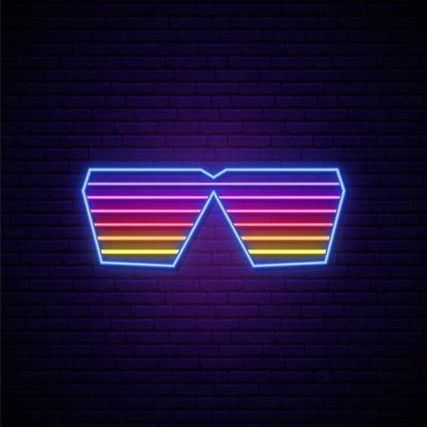 Shutter Glasses, Neon Sunglasses, Retro Illustration, Free Vector Graphics, Vector Graphics, Free Vector Images, Shinee, Premium Vector, Graphic Resources