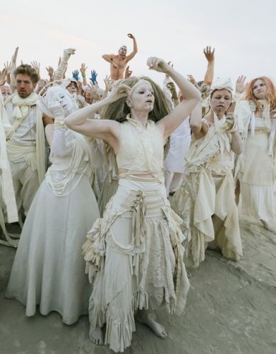 Starfish Sandals, Theatre Fashion, Burning Man Art, Burning Men, Beaded Starfish, White Costume, Burning Man Costume, Burning Man Fashion, Black Rock City