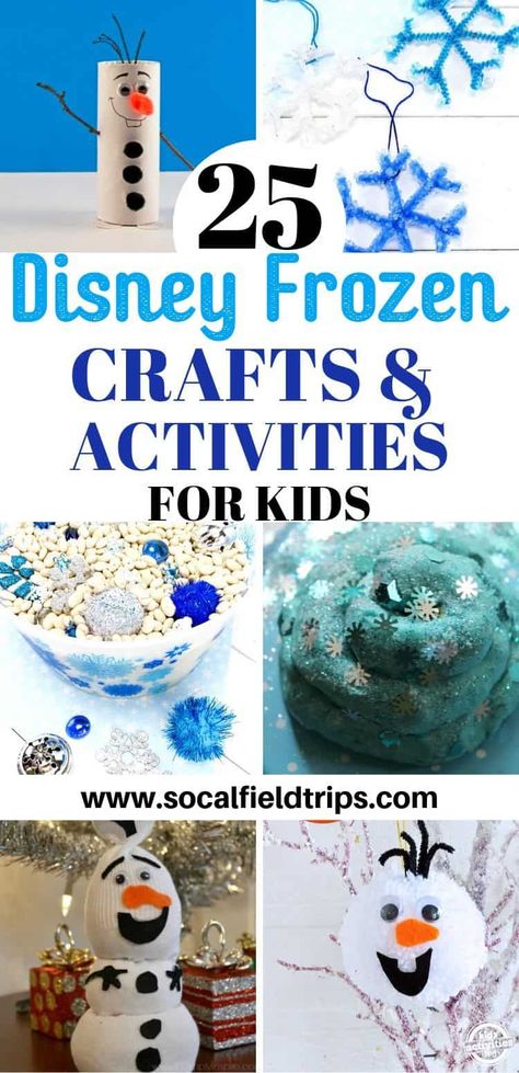 Check out this list of 25+ creative Frozen activities, crafts, sensory bins and recipes that Elsa and Anna fans everywhere will love! #frozen #frozen2 #elsa #Anna #olaf #frozencraft #preschoolcraft #kidscraft #toddlercraft #diy #daycare #preschool #craft Preschool Frozen Crafts, Frozen Crafts For Kids, Elsa Crafts, Disney Frozen Crafts, Olaf Craft, Party Activities For Kids, Frozen Activities, Crafts Slime, Anna Craft