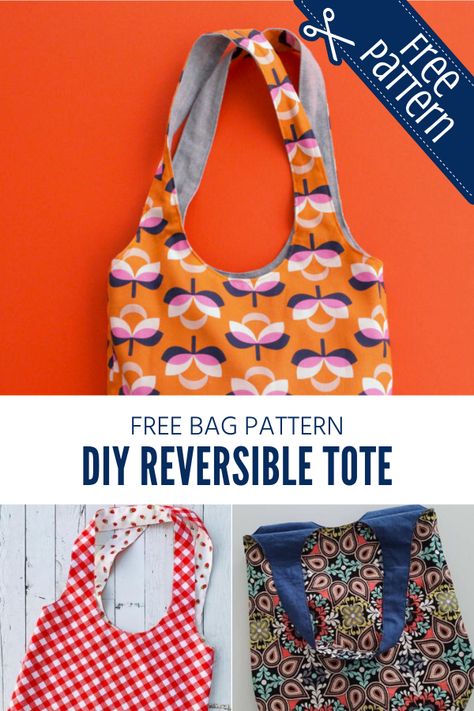 DIY Reversible Bag - Sewing With Scraps Sewing With Scraps, Sewing Upcycle, 4 H Projects, Hobo Bag Patterns, Diy Purses, Tote Bag Pattern Free, Reversible Bag, Reversible Tote Bag, Easter Fabric