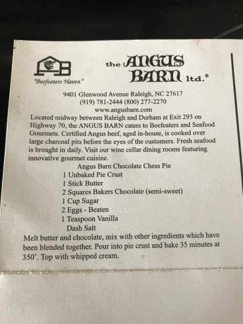 Angus Barn Chocolate Chess Pie, Chocolate Chess Pie Angus Barn, Angus Barn Chocolate Chess Pie Recipe, Chocolate Chess Pie Recipe, Chocolate Pie Recipe, Chess Pie Recipe, Chocolate Chess Pie, Chess Pie, Dessert Bar Recipe