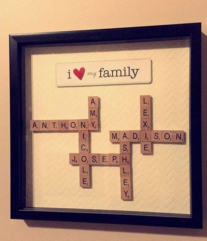 Scrabble Tile Crafts, Diy Sideboard, Scrabble Crafts, Scrabble Board, I Love My Family, Presente Diy, Scrabble Frame, Scrabble Wall, Scrabble Art