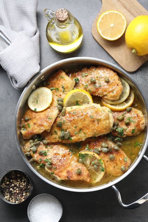 Bobby Flay Chicken Piccata - Bobby Flay Recipes Bobby Flay Recipes, Dinner On A Budget, Chicken Piccata, Bobby Flay, Fun Recipes, Tender Chicken, Boneless Chicken Breast, Chicken Dishes Recipes, Boneless Chicken