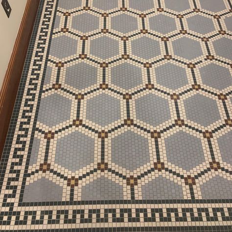 Historic Tile, Entryway Tile, Entry Tile, Square Mosaic Tile, Entryway Flooring, Mosaic Tile Patterns, Penny Tile, Mosaic Floor Tile, Tile Color