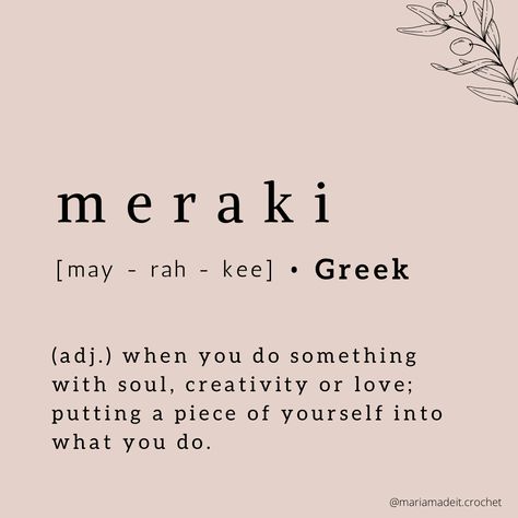 Meaning of greek word Meraki • Μεράκι Female Tattoo Inspiration, Seduction Tattoo, Ethereal Tattoos, Protection Sigils, Inspirerende Ord, Unique Words Definitions, Words That Describe Feelings, Fina Ord, Uncommon Words