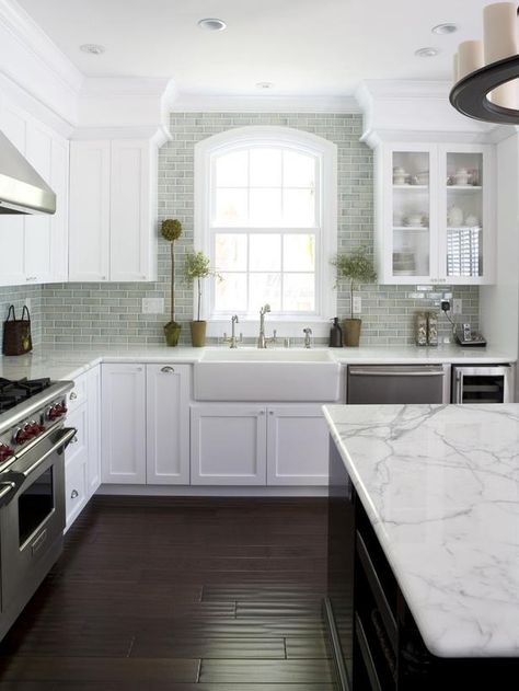 Pinterest Has Spoken: Your Fave White Kitchen - 40 White Kitchens That Are Anything But Vanilla on HGTV Stile Joanna Gaines, Herringbone Backsplash, Classic Kitchen, White Kitchen Design, Kitchen Farmhouse, Kitchen Decorating, Design Jobs, Kitchen Redo, White Kitchen Cabinets