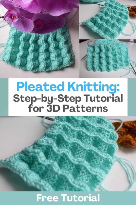 In this video, will guide you through the fascinating world of pleated knitting and teach you how to create a double-sided 3D knit pattern.Pleated knitting, also known as tricot plisado, is a technique that adds texture, depth, and visual interest to your knitted fabric. By incorporating pleats into your knitting, you can achieve stunning three-dimensional effects that elevate your projects to a whole new level.In addition to pleats, will explore the realm of double-sided knitting... 3d Knitting Patterns, Double Sided Knitting Patterns Free, Knitting Pleats, Knitted Pleats, 3d Knitting, Basketweave Stitch, Knit Structure, Knit Stitches, 3d Pattern