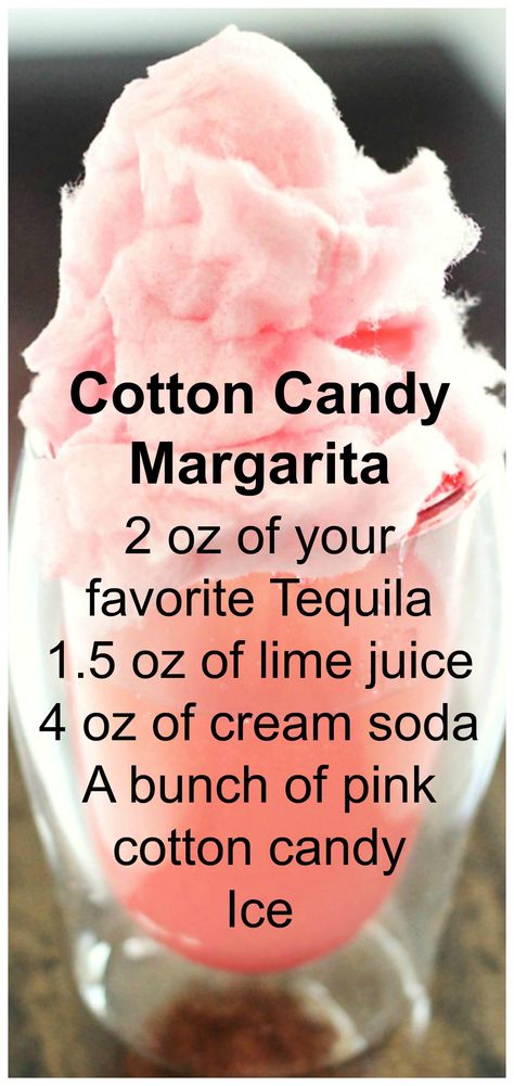 Cotton Candy Margarita, Cotton Candy Drinks, Cotton Candy Cocktail, Candy Cocktails, Candy Drinks, Yummy Alcoholic Drinks, Mixed Drinks Alcohol, Liquor Drinks, Boozy Drinks