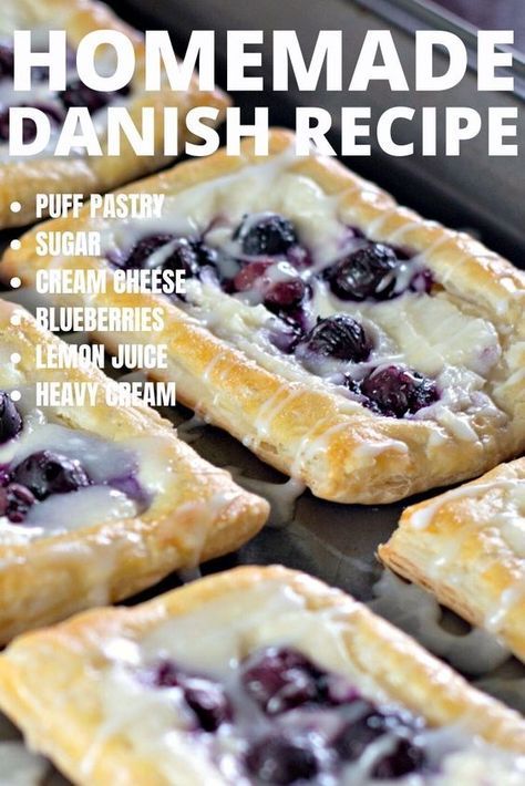 Do Homemade Danish Recipe, Resep Puff Pastry, Homemade Danish, Dessert Blueberry, Recipes Muffins, Muffins Blueberry, Pastries Recipes Dessert, Puff Pastry Desserts, Pastry Recipe