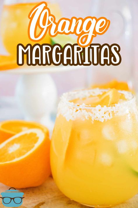 These Orange Margaritas are the perfect summertime adult beverage! So simple to make with just a few easy ingredients. Your new favorite warm weather cocktail! Margaritas Recipes, Orange Margarita Recipe, Fruity Summer Cocktails, Orange Margarita, Flavored Sparkling Water, Orange Liqueur, Summertime Drinks, Country Cook, The Country Cook