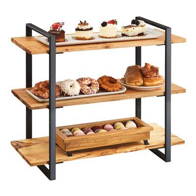 Cal-Mil 3 Shelf Frame Riser Display Case Industrial Decor Living Room, Food Display Stands, Food Display Table, Buffet Stand, Cafe Display, Coffee Mug Display, Decoration Evenementielle, Food Cart Design, Shelf Black