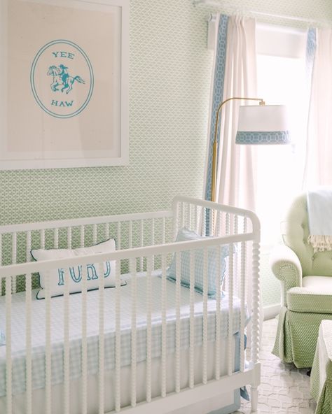 Pepper Home Nursery, Grandmillenial Nursery Decor, Blue And Green Boy Nursery, Grand Millennial Nursery, Green Boys Nursery, Green And Blue Nursery, Blue And Green Nursery, Light Green Nursery, Blue And Green Aesthetic