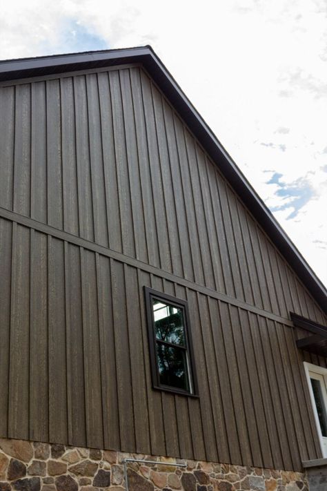 Lp Smart Side Exterior Colors, Board And Batton Siding, Tin Siding, Exterior Siding Options, Lp Smartside, Board And Batten Exterior, Bank Barn, Steel Siding, Siding Options