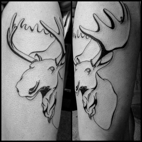 Moose Tattoo For Women, Moose Tattoo, Jellyfish Tattoo, Bear Tattoos, Tattoo Cover-up, Tattoos For Kids, Back Tattoos, Tattoo Inspo, New Tattoos