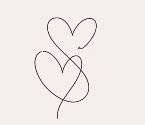 Small Double Heart Tattoo, Connected Hearts Tattoo, Intertwined Hearts Tattoo, Two Heart Tattoo, Minimal Heart Tattoo, Big Heart Tattoo, Double Heart Tattoo, 3 Hearts Tattoo, Two Hearts Together