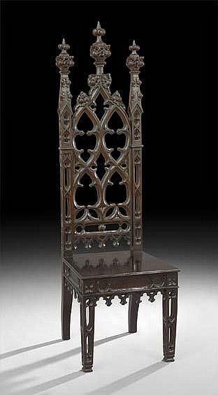 Gothic Revival Furniture, Gothic Chair, Gothic Interior, Gothic Ideas, Medieval Furniture, Gothic Furniture, Hall Chair, Goth Home, Gothic Revival