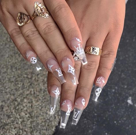 Pinterest: @jalapeño Edc Nails, Lavish Nails, Gucci Nails, Gel Pedicure, French Pedicure, Clear Acrylic Nails, Long Nail Designs, Summer Acrylic Nails, Coffin Nails Designs