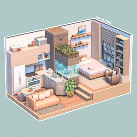 Tiny Living Sims 4, Sims 4 No Cc Rooms, Sims 4 Decor Ideas, Tiny House Sims 4, Sims 4 Tiny House, Sims 4 Houses Ideas, Sims 4 Build Ideas, Sims Apartment, Sims Bedroom