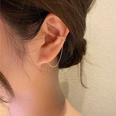 Silver Ear Cuff Earrings, Ear Threader, Emerald Green Earrings, Initial Earrings, Brass And Copper, Gold Ear Cuff, Silver Ear Cuff, Climber Earrings, Chic And Elegant