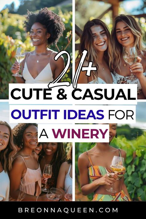 What To Wear To A Winery, Outfits For Wine Tasting, Winery Outfits Summer Wine Tasting, Winery Outfit Ideas, Wine Tasting Outfit Summer, Wine Festival Outfit, Summer Wineries Outfit, Wine Country Outfit, Wine Tour Outfit