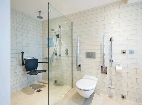 10 Ways to Make Your Bathroom Disabled Friendly Disabled Wet Room, Wetroom Ideas, Accessible Bathrooms, Bathroom Technology, Disabled Bathroom, Menu Design Inspiration, Property Ideas, Walk In Bath, Care Homes