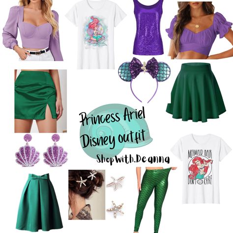 Female Prince Costume, Princess Themed Outfits Disney Inspired, Diy Ariel Costume Women Easy, Modern Ariel Costume, Princess Ariel Outfit Ideas, Ariel Inspo Outfit, Ariel Dti Outfit, Ariel Inspired Outfit, Ariel Disney Bounding