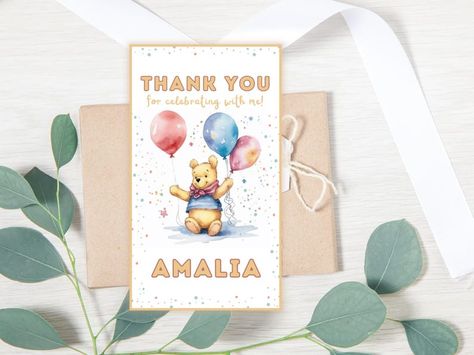 Winnie The Pooh Baby Shower Thank You Tag, Winnie Birthday Thank You Tags, Pooh Party Favor Gift Tags, Instant Download, Canva Template WP01 Pooh Party, Winnie The Pooh Baby Shower, Pooh Baby, Baby Shower Thank You, Font Types, Birthday Thank You, Thank You Tags, Font Size, Banners Signs