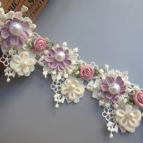 Bridal Ornaments, Applique Sewing, Wedding Bridal Dress, Sewing Lace, Pearl Rose, Embroidery On Clothes, Pearl And Lace, Craft Wedding, Beaded Applique