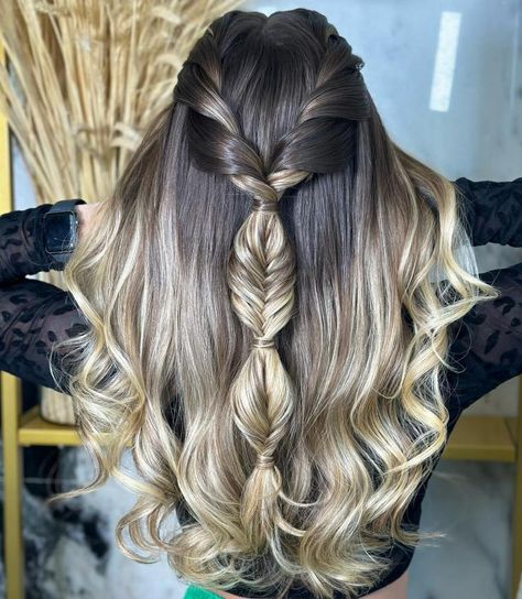 Bridesmaid's Hair with Half-Up Braid Up Braided Hairstyles, Half Up Braided Hairstyles, Bridesmaid Ponytail, Braided Half Updo, Large Curls, Classic Updo, Wedding Hairstyles Bridesmaid, Braided Hairstyles For Kids, Wavy Lob