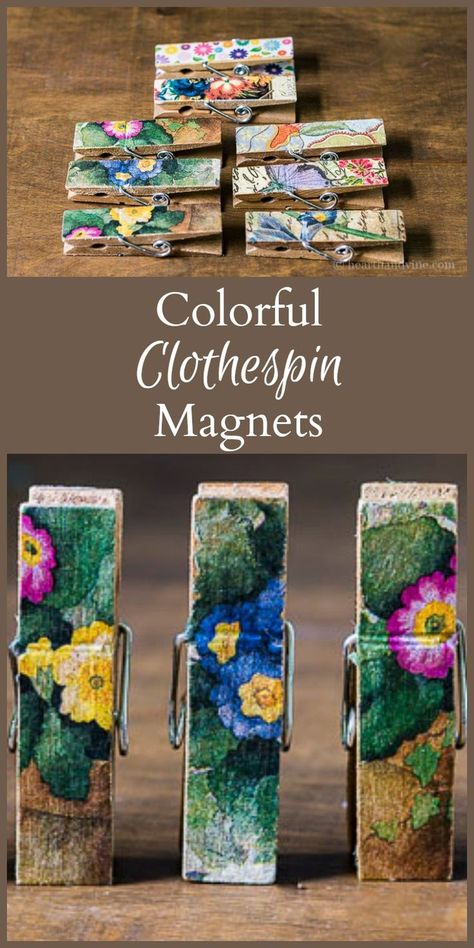 Make Com Glitter, Clothespin Magnets, Arts And Crafts For Adults, Arts And Crafts For Teens, Mod Podge Crafts, Decoupage Diy, Diy Crafts For Adults, Easy Arts And Crafts, Clothes Pin Crafts