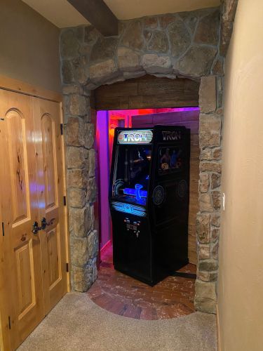 #74 - Arcade Door - Creative Home Engineering Arcade Basement, Home Arcade, Home Engineering, Arcade Room, Faux Rock, Man Projects, Gaming Room Setup, Bar Design Restaurant, Design Your Dream House