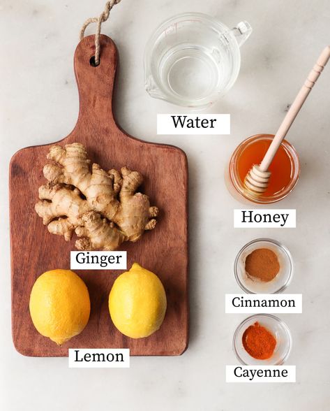 This Ginger Brew drink is simple to make and absolutely delicious. Use it to help soothe upset stomachs or sip when you want to enjoy a fun drink! Have it hot or cold! #cookathomemom Healthy Syrup, Immunity Shots, Ginger Honey Lemon, Ginger Drink, Ginger Shot, Ginger And Cinnamon, Morning Drinks, Ginger Recipes, Ginger And Honey