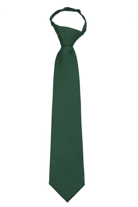 PRICES MAY VARY. COLOR - Hunter Green FABRIC - Made using woven 100% Microfiber with a luxurious Satin Finish. The side image shows the tie on a Boys Dress Shirt. SIZE - The length of the tie is 14 inches from the top of the knot to the tie of the tie. It is 2.50 inches at the widest point. CONSTRUCTION - A thick interlining allows for a nice knot to be tied and the tie to hold its shape. Quality Zipper Makes this tie easy to put on and remove. The pre made knot slides up and down on a zipper se Formal Tuxedo, Green Tie, Perfect Boy, Satin Color, Mens Neck Ties, Matches Fashion, Suit Shop, Tie And Pocket Square, Green Fabric