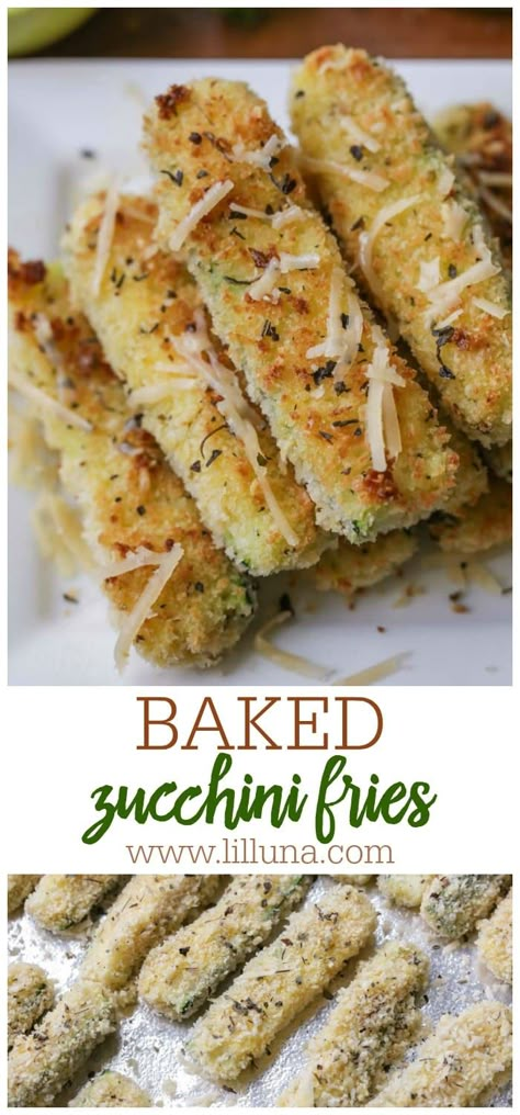 These baked zucchini sticks are crusted and baked in panko, parmesan cheese, oregano, and basil. Zucchini fries are healthy AND delicious! #bakedzucchinifries #zucchinifries #baked #zucchini #appetizer #sidedish #healthy Zucchini Fries Baked, Basil Zucchini, Cheese Fries Recipe, Parmesan Crusted Zucchini, Zucchini Appetizer, Baked Zucchini Fries, Healthy Fries, Zucchini Sticks, Thanksgiving 2023