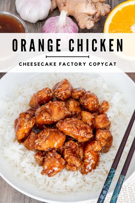 Crispy, bite sized pieces of chicken with a slightly sweet and tangy orange sauce. My super delicious copycat of The Cheesecake Factory's orange chicken. Chicken Cheesecake, Copycat Orange Chicken, Cheesecake Factory Orange Chicken, Orange Chicken Sauce, Cheesecake Factory Copycat, Easy Orange Chicken, Chicken Bites Recipes, Chicken Sauce Recipes, Chicken Kitchen