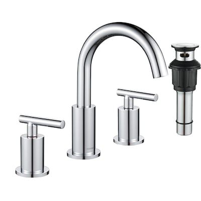 FORIOUS Chrome 2-handle 8-in widespread Swivel Bathroom Sink Faucet with Drain in the Bathroom Sink Faucets department at Lowes.com