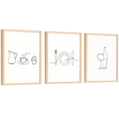 PRICES MAY VARY. VINTAGE KITCHEN DECOR: Our dining room wall art bring a touch of timeless charm, making it the perfect decoration. This minimal line drawing wall art prints work enhances any kitchen decor and accessories for wall KITCHEN DECOR WALL SET INCLUDES: Three 12x16 inch kitchen artwork for wall posters, creating a cohesive kitchen art wall decor hanging. Display coffee decorations for kitchen paintings as a collection or separately for a modern home decor kitchen look. PERFECT GIFT FOR Small Kitchen Art, Abstract Kitchen Art, Kitchen Pictures Decor Wall Art, Kitchen Artwork Ideas, Coffee Decorations, Bar Cart Kitchen, Kitchen Paintings, Kitchen Wall Prints, Line Art Wall Decor