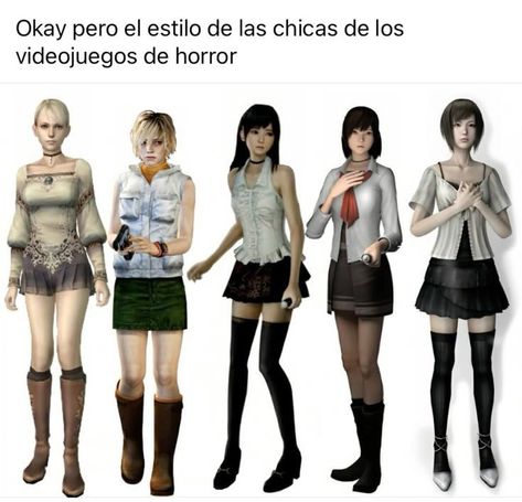 Game Fits Women, Horror Game Main Character Outfit, Horror Video Games Aesthetic, Game Protagonist Outfit, Horror Style Outfits, Horror Game Girl Aesthetic, Horror Female Protagonist Fashion, Video Game Protagonist Outfits, Female Protagonist Outfits