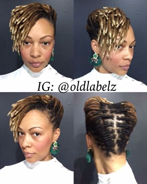 Dreadlock Styles With Shaved Sides, Short Starter Loc Styles For Women Updo, Loc Updos For Women On Short Locs, Loc Styles Updo Classy, Latest Dreadlocks Styles For Short Hair, Loc Styles Updo Women, Faux Locs Updo Styles, Short Locs Updo Styles, Short Dreadlock Styles For Women