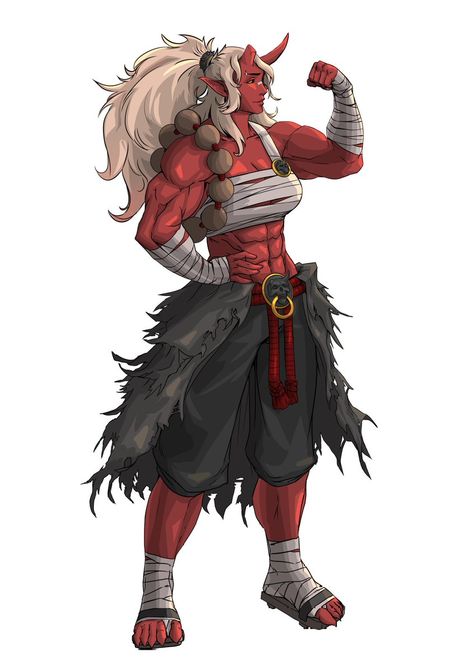 Oni Female, Oni Art, Female Orc, Samurai Art, Fantasy Races, Demon Girl, Demon Art, Dnd Art, Fantasy Rpg