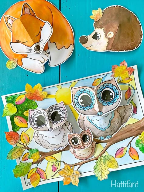 Autumn Paper Crafts For Kids, Autumn Projects For Kids, Autumn Diy Kids, Autumn Paper Crafts, Autumn Art Ideas, Animal Collage, Fall Paper Crafts, Autumn Craft, Autumn Animals