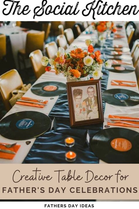 Honoring Dad: Creative Table Decor for Father's Day Celebrations. Elevate your Father's Day celebrations with these stylish table setting ideas! Show Dad how much he means to you by creating a memorable dining experience with our curated collection of table decor inspiration. Click through to discover how to make this Father's Day one he'll never forget! #FathersDay #TableSettingIdeas #Dad #Tablescapes Fathers Day Dinner Ideas Decor, Father’s Day Table Scapes, Fathers Day Table Setting, Father’s Day Table Centerpiece Ideas, Diy Father’s Day Centerpieces, Father's Day Table Decor Ideas, Fathers Day Table Decorations, Fathers Day Theme Ideas, Father’s Day Decoration Idea