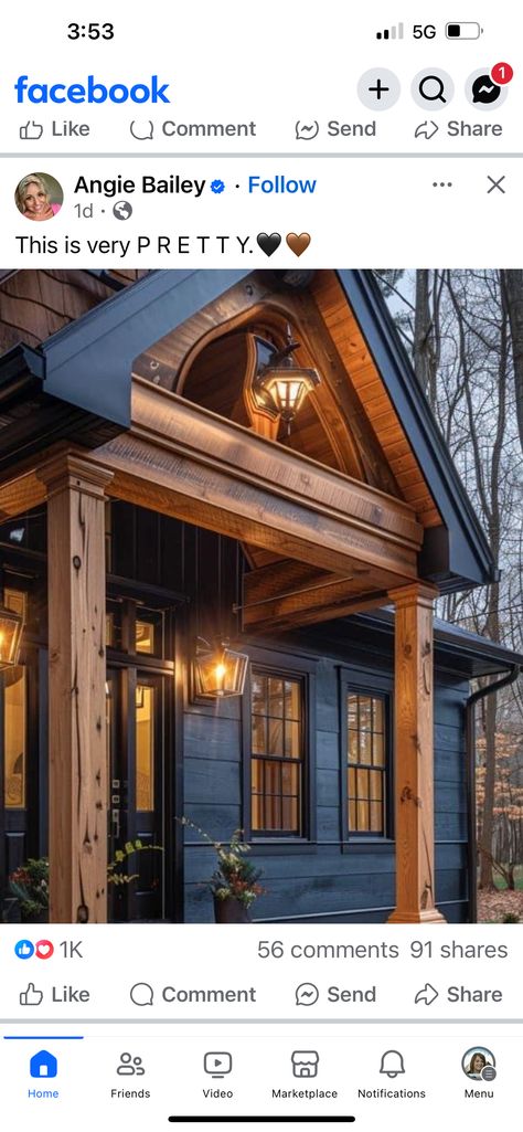 Front Porch Exposed Beams, Front Porch Beams, Porch Beams, Exposed Beams, Porch Patio, Front Porch, Beams, House Ideas, Front Door