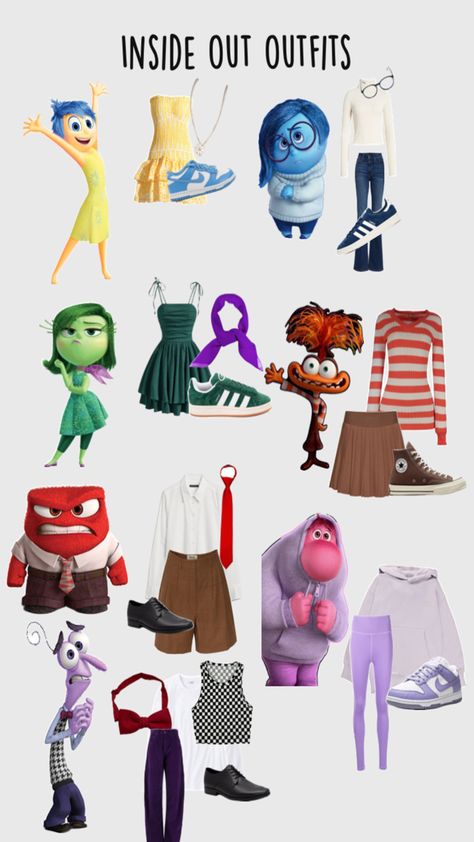 Character Theme Party, Fun Halloween Outfits, Trio Costumes, Florida Theme Parks, Spirit Week Outfits, Disney Theme Party, Out Outfits, Trendy Halloween Costumes, Inside Out 2