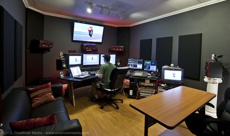 We have a complete website video production facility to create all aspects of audio and video media production. We can create a bio video that tells the story of your business. Video Editing Studio, Video Editing Suite, Editing Studio, Home Studio Ideas, Editing Suite, Computer Desk Setup, Recording Studio Home, Home Recording Studio, Home Studio Music