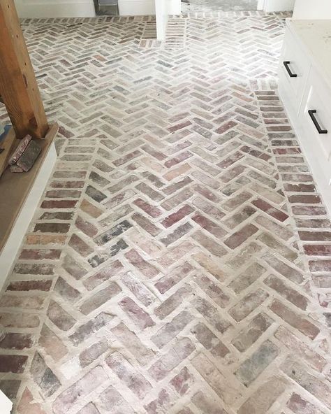 How to Design a Mortar Washed Brick Floor - Hammers N Hugs Mudroom Floors, Brick Floors, Mudroom Flooring, Brick Floor, Brick Flooring, Hus Inspiration, Country Farmhouse Decor, Hammers, Country Farmhouse