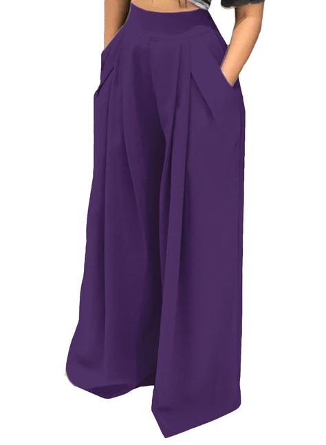 PRICES MAY VARY. WIDE LEG PALAZZO PANTS for women made of high quality Polyester & Spandex, soft & stretch, skin friendly flowy pants perfect for Autumn/Spring and early Winter. A essential elegant trousers makes a fine addition to your autumn winter wardrobe. African print casual loose fit long pants with high waisted, wide leg, floor length, 2 front side pockets, back with zipper, camouflage color Palazzo style pants for high women. You can wear your favorite shorter tops with this Wide Leg Pr Womens Lounge, Wide Leg Pants Plus Size, Flowy Wide Leg Pants, Lounge Pants Womens, Purple Pants, Casual Wide Leg Pants, Printed Wide Leg Pants, Flowy Pants, Plus Size Womens Clothing